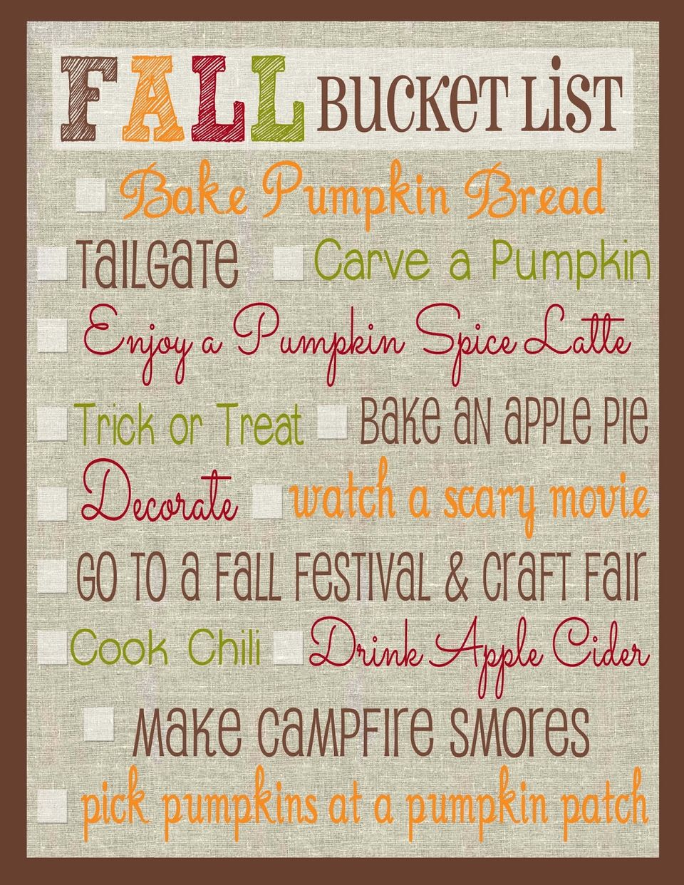 What I Want to Do This Fall (aka Fall Bucket List)